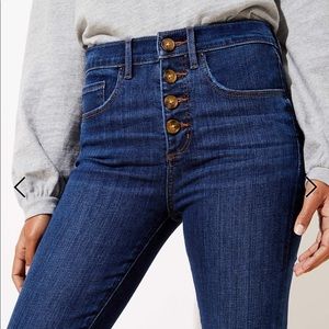 Button fly high rise denim